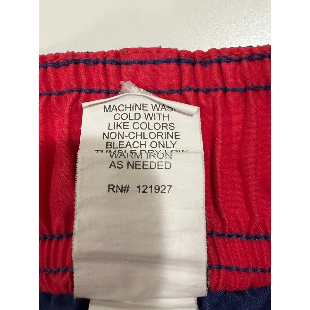 Johnnie-O Mens Navy Blue Red Contrast Swim Trunks Board Shorts Mesh Lining L